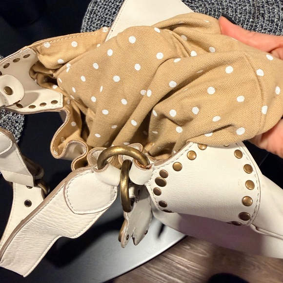 Moschino Cream Leather Studded Shoulder Bag - Picture 6 of 8